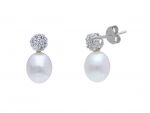  Platinum plated silver 925° earrings with pearls and zircons (code S231001)