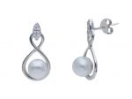  Platinum plated silver 925° earrings with a pearl (code S231008)