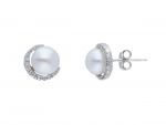  Platinum plated silver 925° earrings with pearls and zircons (code S231023)