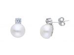  Platinum plated silver 925° earrings with pearls and zircons (code S231023)