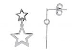  Platinum plated silver 925 earrings with stars (code 233644)