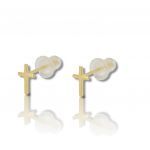 Gold plated silver 925º cross earrings (code FC000682)