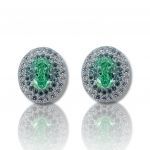 Orecchini in argento 925° rodiato con zirconi cubici e smeraldi sinthetici (code FC007872)