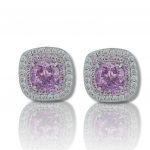 Orecchini in argento 925° rodiato con zirconi cubici con pietra sintetica fucsia (code FC007879)