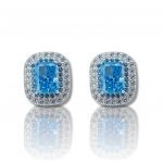 Orecchini in argento 925° rodiato con zirconi cubici e topazio blu suntetico (code FC007883)