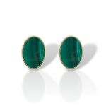 Orecchini in Argento Placcato Oro con Malachite Naturale (FC013938)