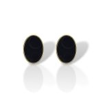 Orecchini in Argento Placcato Oro con Agata Nera Sintetica (FC013944)