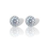 Σκουλαρίκια μονόπετρα απο ασήμι 925° (code M008257)