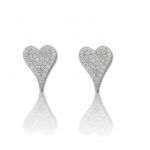 Orecchini cuori in argento 925° rodiato con zirconi cubici (code SHK061B)