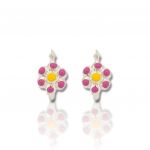 Orecchini cerchio, Fiore, in argento 925° rodiato (code TX2855)