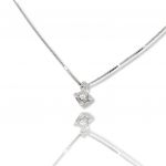 White gold single stone necklace k18 with diamond (code T2324)