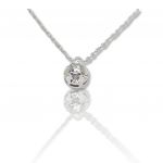 White gold single stone necklace k18 with diamond (code T2323)