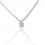 White gold single stone necklace k18 with square diamond (code T2187)