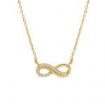 Golden infinity symbol necklace k9 with white zircon (code S218520)