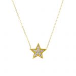 Yellow gold necklace k14 with zircon (code S224100)
