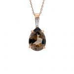 Rose gold single stone necklace k18 with diamond (code S237302)