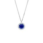 Λευκόχρυσο κολιέ Ροζέτα με Συνθετικό Ζαφείρι 9Κ (code S53189)