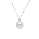 Λευκόχρυσο κολιέ κ14 με μαργαριτάρι και ενα ζιργκόν στην κορυφή ( code S264718)