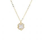 Yellow gold necklace four-leaf clover k9 with mother of pearls  (code S265523)