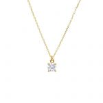 Yellow gold single stone necklace k9 with diamond (code S265446P)