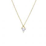Yellow gold single stone necklace k9 with diamond (code S265449P)