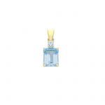 Yellow gold single stone necklace k14 with Aqua Marin (code S271073)