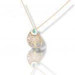 Golden necklace k14 with white & blue enamel (code Μ2470)