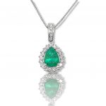  White gold necklace k18 with emerald & diamonds  (code P2392)