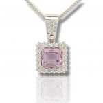  White gold necklace k18 with amethyst & diamonds  (code P2616)