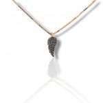 K18 rose gold feather with black diamonds (code T2703)