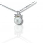 White gold necklace k14 with a pearl and a zircon on top ( code S229408m)