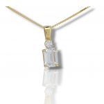Single stone yellow gold necklace k14 with nailed zirgons (code S271075)
