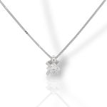 Μονόπετρο μενταγιόν απο λευκό χρυσό κ18 με διαμάντι σε καστόνι με τέσσερα δόντια (code T008255)