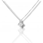 White gold single stone necklace k18 with diamond (code T2325)