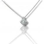 White gold single stone necklace k18 with diamond (code T2357)