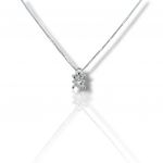 White gold  single stone necklace k18 with Princess cut diamond (code T2524)