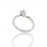Single stone white gold k18 ring with diamond tied on flame shaped bezel (code T2302)