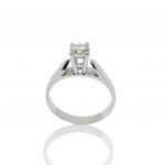 White gold single stone ring k18 with diamond tied on bezel with four stripes and horizontal bar (code P1755)