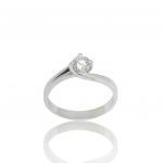 Sinlge stone white gold ring k18 with diamond nailed on flame shaped bezel (T2316)
