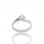 White golden single stone ring k18 with diamond nailed on flame shaped bezel (T2352)