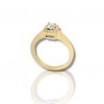 White yellow single stone ring k18 with diamond (code T2540)