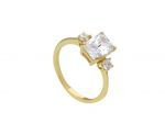 Single stone yellow gold ring k14 with nailed zirgons (code S269374)