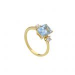 Single stone yellow gold ring k14 with nailed zirgons (code S269431)
