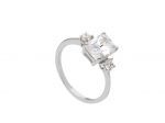 Single stone white gold ring k14 with nailed zirgons (code S269438)