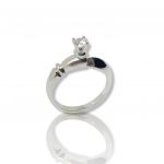 Single stone white gold ring k14 with zirgon stone (code M2451)