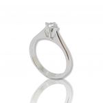 White gold single stone ring k18 with diamond on long stripes bezel (code T1899)