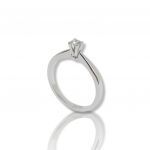 White gold single stone ring k18 with flat module that narrows on bezel and diamond (code T1920)