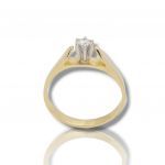 Yellow gold single stone ring k18 with diamond nailed down on special white gold bezel (code P2591)