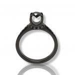 Black white gold single stone ring k18 with black diamond (code T10255)