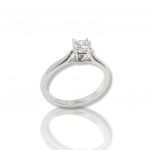 White gold single stone ring k18 with square diamond tied on four teeth bezel (code T2016)